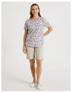 Regatta Wardrobe Staple Short Sleeve Tee in White/Neutral Spot Abstract Floral