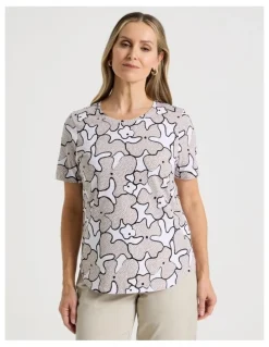 Regatta Wardrobe Staple Short Sleeve Tee in White/Neutral Spot Abstract Floral