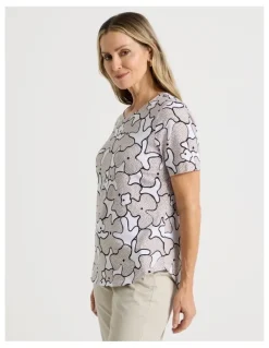 Regatta Wardrobe Staple Short Sleeve Tee in White/Neutral Spot Abstract Floral