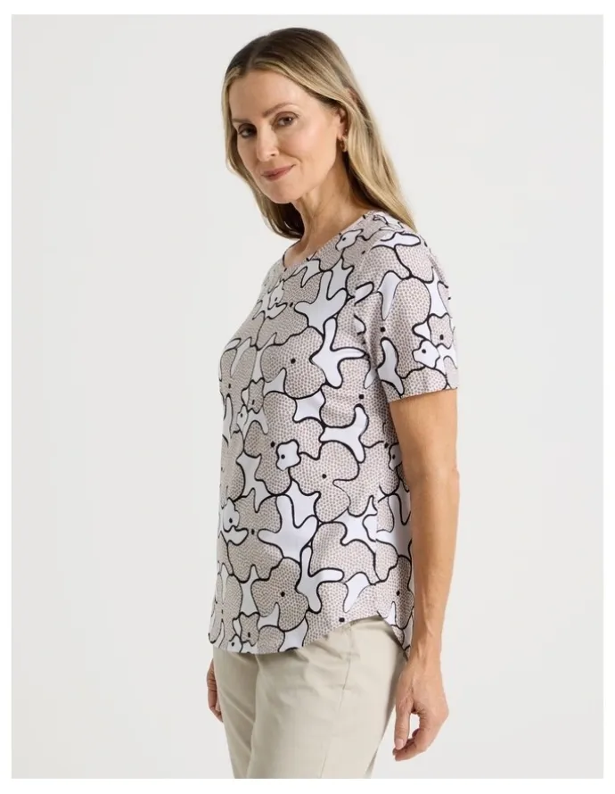 Regatta Wardrobe Staple Short Sleeve Tee in White/Neutral Spot Abstract Floral