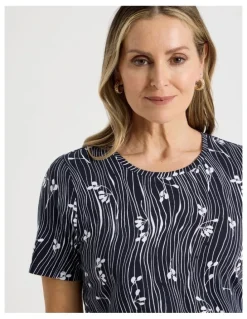 Regatta Wardrobe Staple Short Sleeve Tee in Blue/White Wavy Stripe/Floral