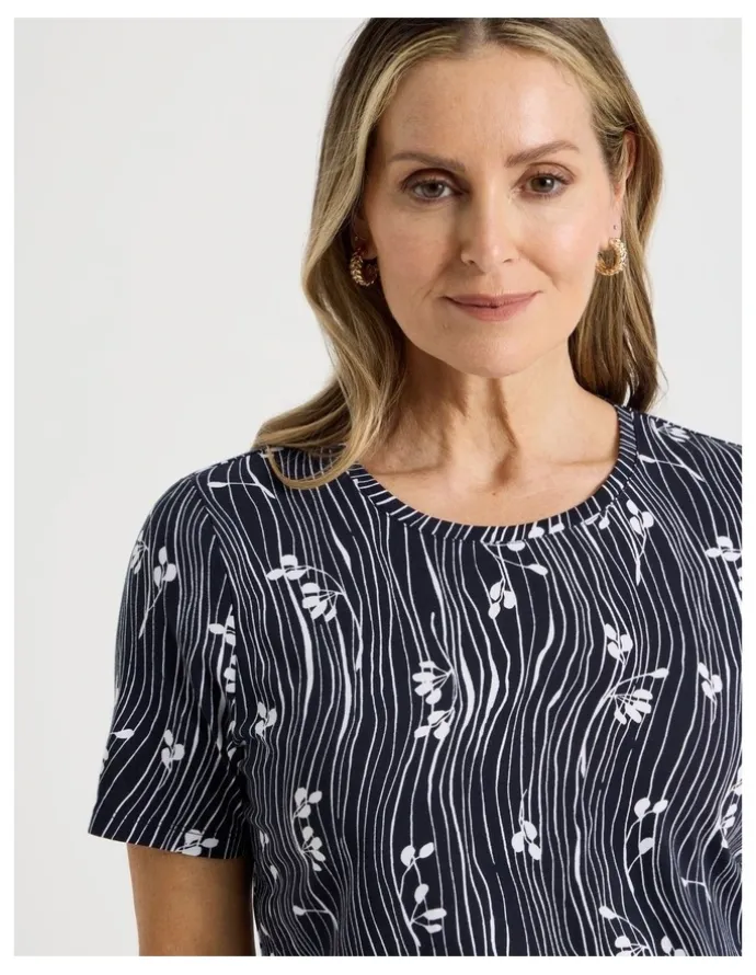 Regatta Wardrobe Staple Short Sleeve Tee in Blue/White Wavy Stripe/Floral