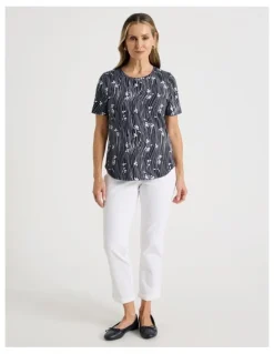 Regatta Wardrobe Staple Short Sleeve Tee in Blue/White Wavy Stripe/Floral