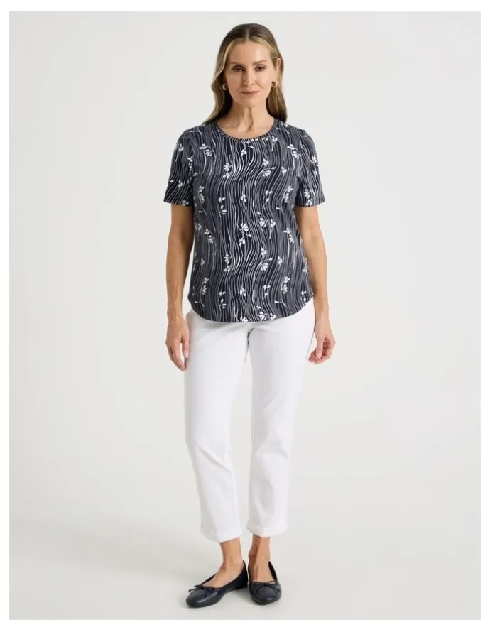 Regatta Wardrobe Staple Short Sleeve Tee in Blue/White Wavy Stripe/Floral