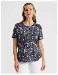 Regatta Wardrobe Staple Short Sleeve Tee in Blue/White Wavy Stripe/Floral