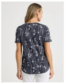 Regatta Wardrobe Staple Short Sleeve Tee in Blue/White Wavy Stripe/Floral