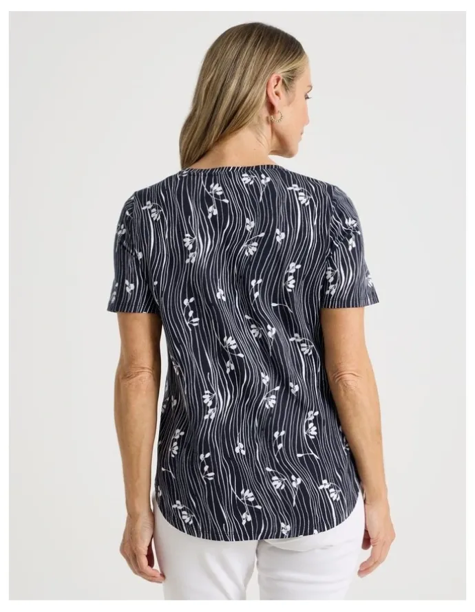 Regatta Wardrobe Staple Short Sleeve Tee in Blue/White Wavy Stripe/Floral