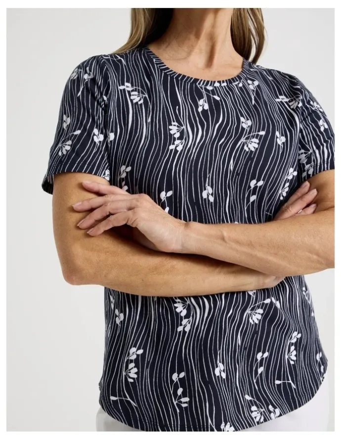 Regatta Wardrobe Staple Short Sleeve Tee in Blue/White Wavy Stripe/Floral