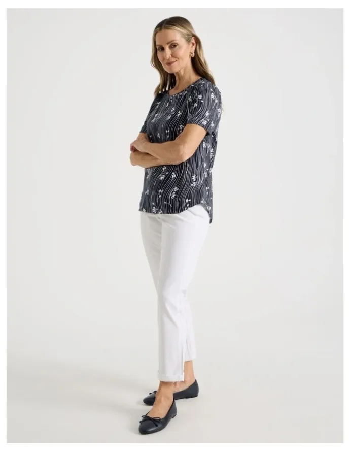 Regatta Wardrobe Staple Short Sleeve Tee in Blue/White Wavy Stripe/Floral