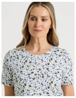Regatta Wardrobe Staple Short Sleeve Tee in Blues/Greens Watercolour Floral Ditsy Print