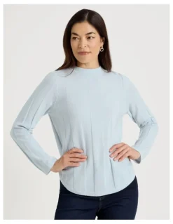 Regatta Wide Rib Jumper With Curved Hem in Ice Blue