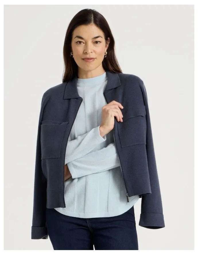 Regatta Wide Rib Jumper With Curved Hem in Ice Blue