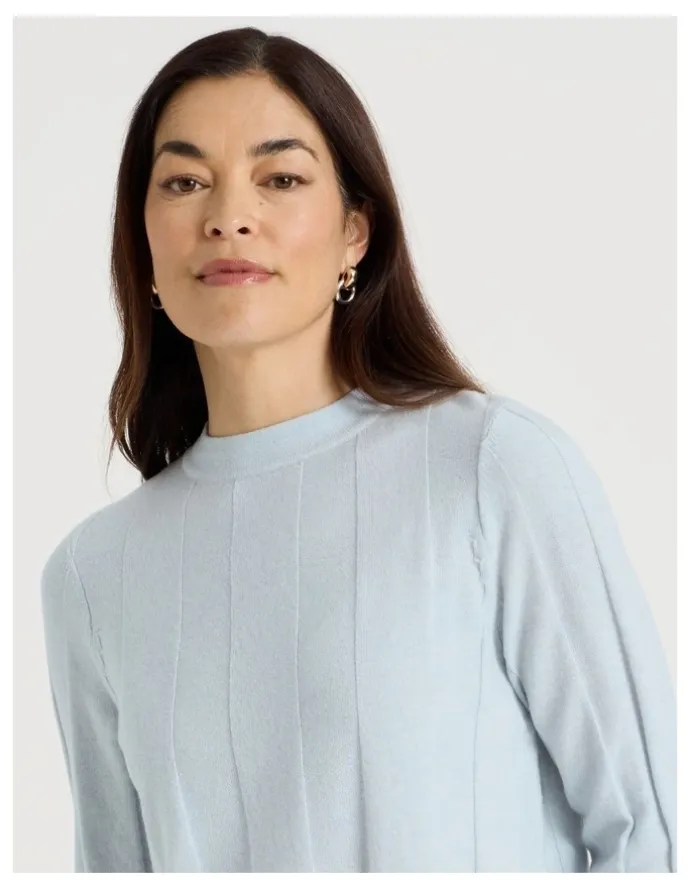 Regatta Wide Rib Jumper With Curved Hem in Ice Blue