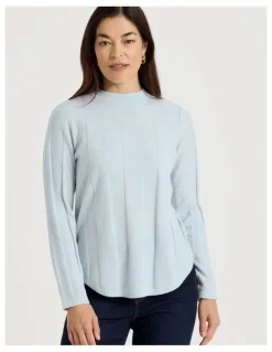 Regatta Wide Rib Jumper With Curved Hem in Ice Blue