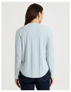 Regatta Wide Rib Jumper With Curved Hem in Ice Blue