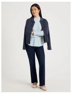Regatta Wide Rib Jumper With Curved Hem in Ice Blue