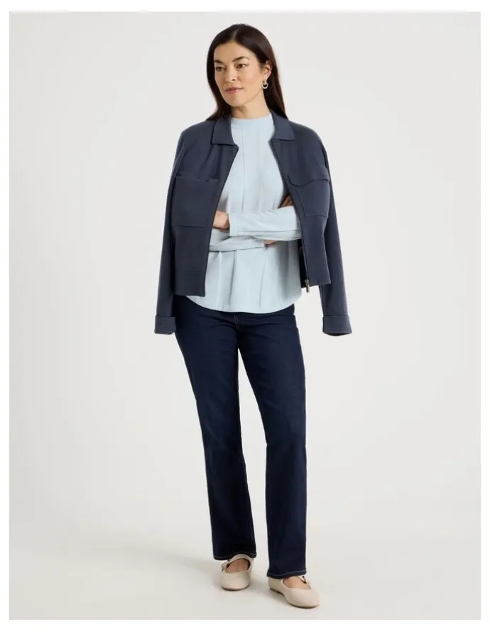 Regatta Wide Rib Jumper With Curved Hem in Ice Blue