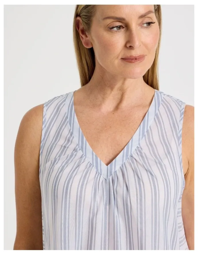 Regatta Woven Sleeveless Striped Long Nightie in Winter
