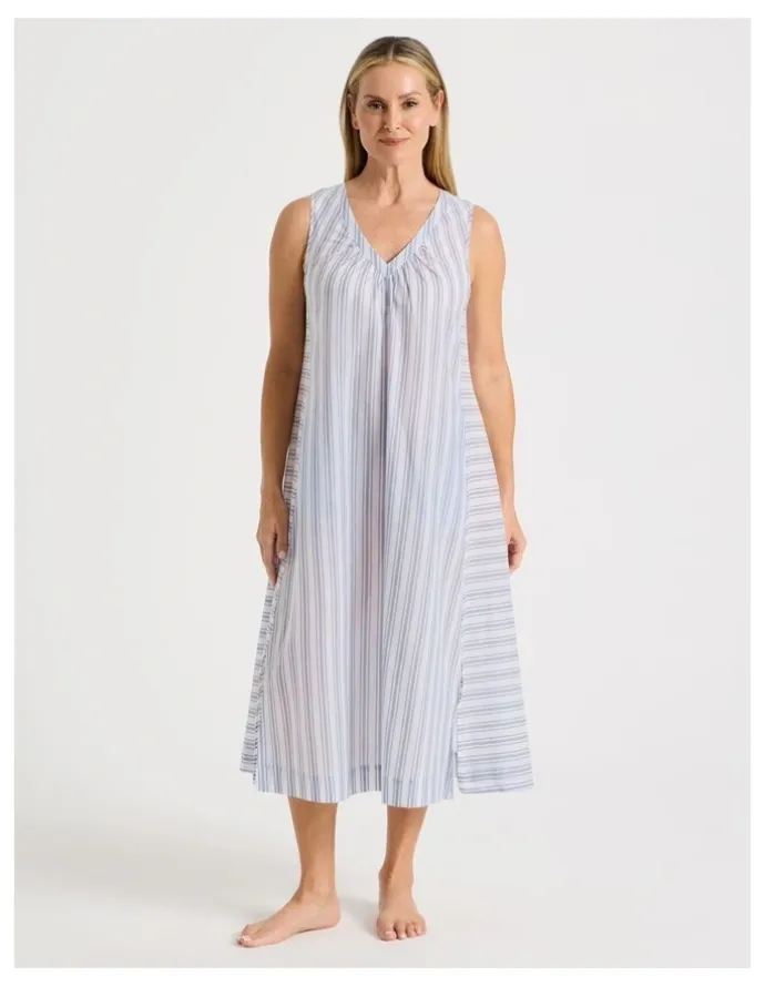 Regatta Woven Sleeveless Striped Long Nightie in Winter