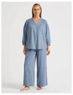 Regatta Woven V Neck Sleep Top in Coastal Blue