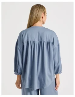 Regatta Woven V Neck Sleep Top in Coastal Blue