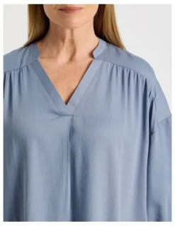 Regatta Woven V Neck Sleep Top in Coastal Blue