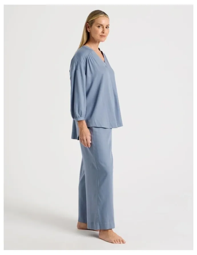 Regatta Woven V Neck Sleep Top in Coastal Blue