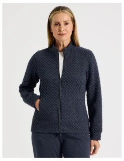 Regatta Zip Through Sweat Top With Princess Seams in Navy Marle