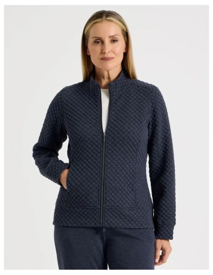 Regatta Zip Through Sweat Top With Princess Seams in Navy Marle