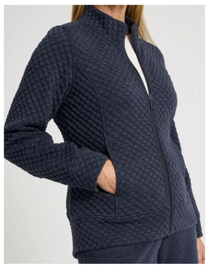 Regatta Zip Through Sweat Top With Princess Seams in Navy Marle