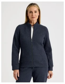 Regatta Zip Through Sweat Top With Princess Seams in Navy Marle
