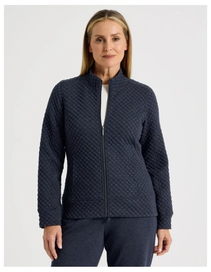 Regatta Zip Through Sweat Top With Princess Seams in Navy Marle