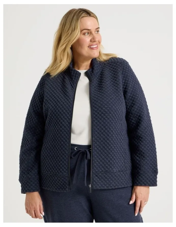Regatta Zip Through Sweat Top With Princess Seams in Navy Marle