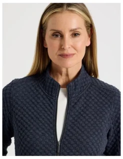 Regatta Zip Through Sweat Top With Princess Seams in Navy Marle