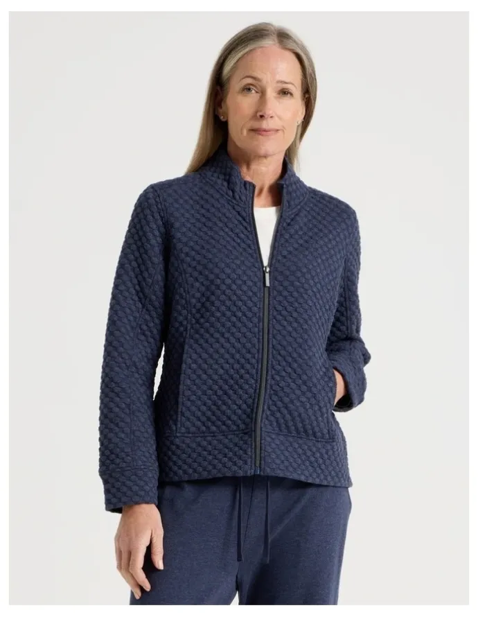 Regatta Zip Through Sweat Top With Princess Seams in Navy Marle