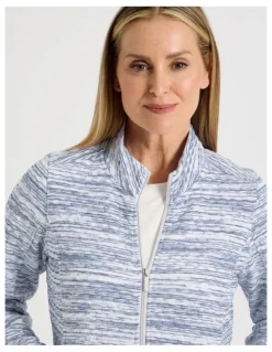 Regatta Zip Through Sweat Top With Princess Seams in Blue Spacedye