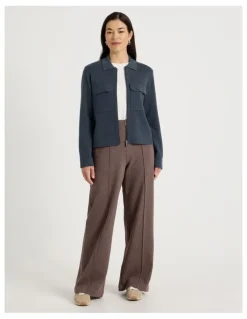 Regatta Zip Up Knitted Jacket With Collar in Carbon Blue