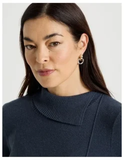 Regatta Knitted Asymmetrical Dress in Dusty Navy