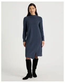 Regatta Knitted Asymmetrical Dress in Dusty Navy