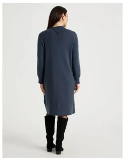 Regatta Knitted Asymmetrical Dress in Dusty Navy