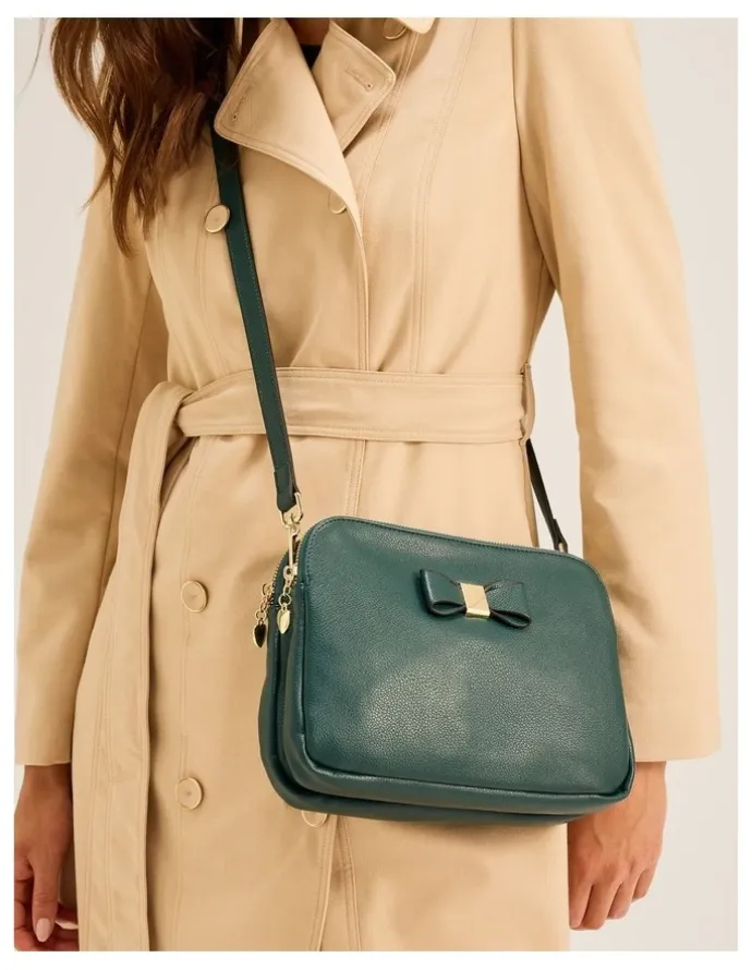 Review Bow Cross Body Bag in Dark Emerald
