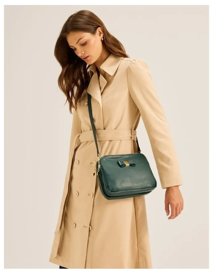 Review Bow Cross Body Bag in Dark Emerald