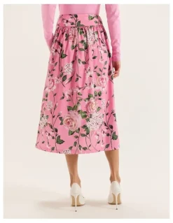 Review Camellia Midi Skirt in Pink