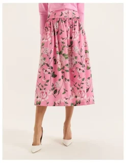 Review Camellia Midi Skirt in Pink