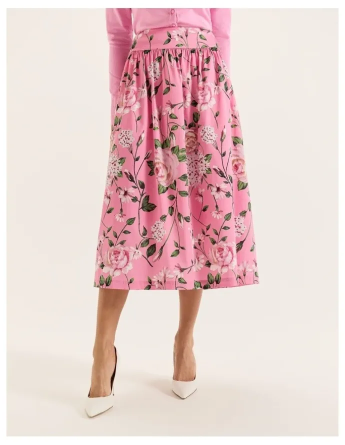 Review Camellia Midi Skirt in Pink