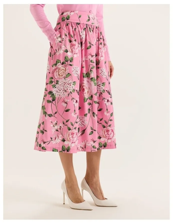 Review Camellia Midi Skirt in Pink