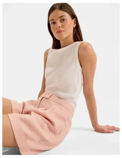 Review Celine Linen Shorts in Sunset Rose