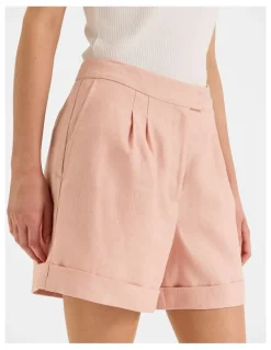 Review Celine Linen Shorts in Sunset Rose