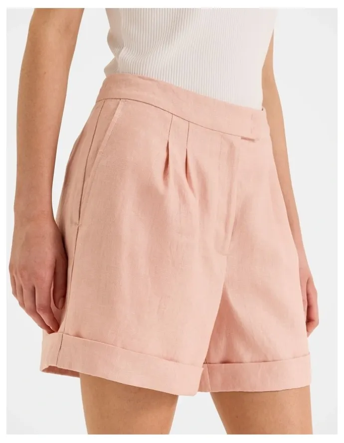 Review Celine Linen Shorts in Sunset Rose