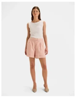 Review Celine Linen Shorts in Sunset Rose